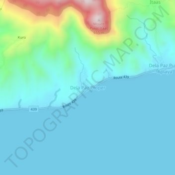 Topografisk karta Dela Paz Proper, höjd, relief