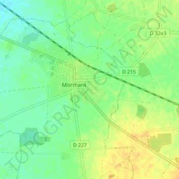 Topografisk karta Cité Loheac, höjd, relief