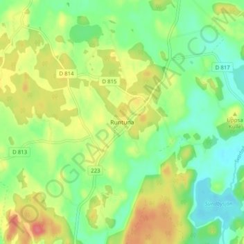 Topografisk karta Runtuna, höjd, relief