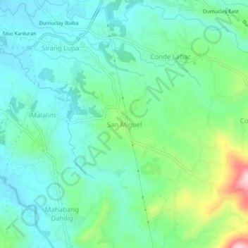 Topografisk karta San Miguel, höjd, relief