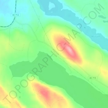 Topografisk karta Sjöbrånet, höjd, relief