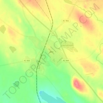 Topografisk karta Jörn, höjd, relief