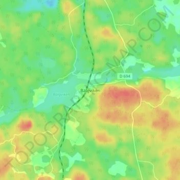 Topografisk karta Bälgviken, höjd, relief