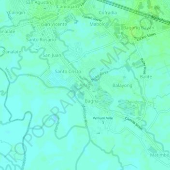 Topografisk karta Atlag, höjd, relief