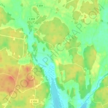 Topografisk karta Frötuna, höjd, relief