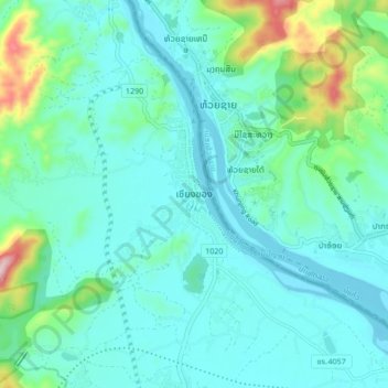 Topografisk karta Chiang Khong, höjd, relief