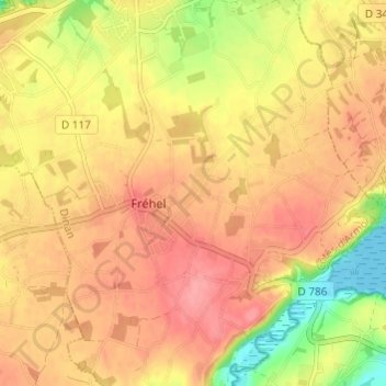 Topografisk karta Les Rues, höjd, relief