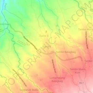Topografisk karta Daine I, höjd, relief