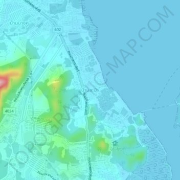 Topografisk karta Ban Sa Pam, höjd, relief
