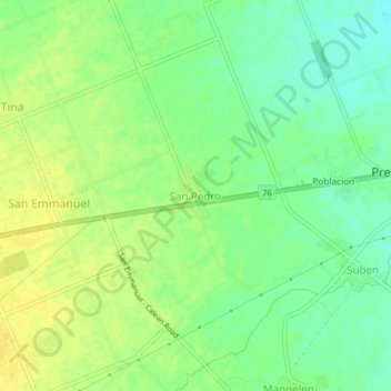 Topografisk karta San Pedro, höjd, relief