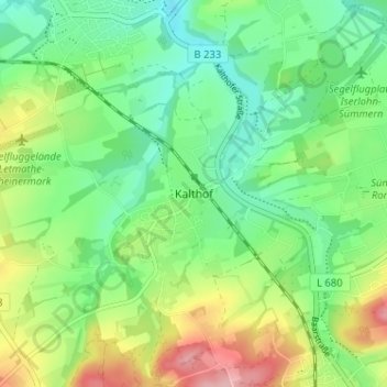 Topografisk karta Kalthof, höjd, relief