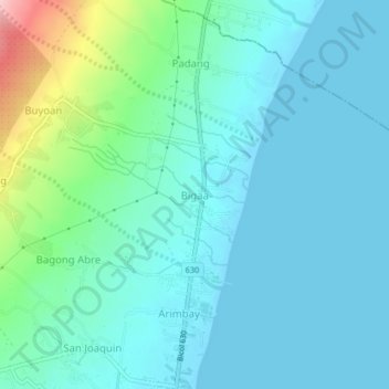 Topografisk karta Bigaa, höjd, relief