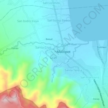 Topografisk karta Barangay 5, höjd, relief