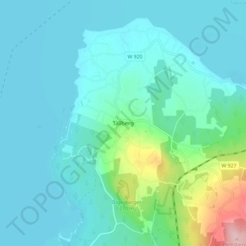 Topografisk karta Tällberg, höjd, relief