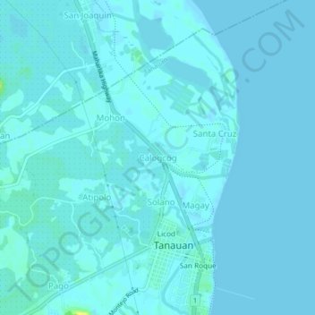 Topografisk karta Calogcog, höjd, relief