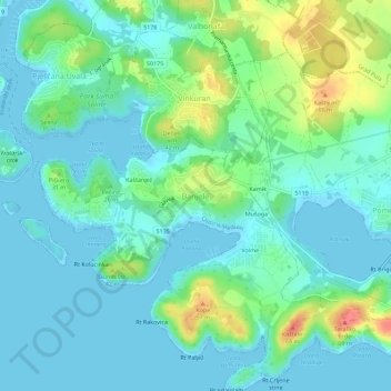 Topografisk karta Banjole, höjd, relief
