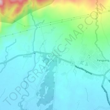 Topografisk karta Guinlajon, höjd, relief
