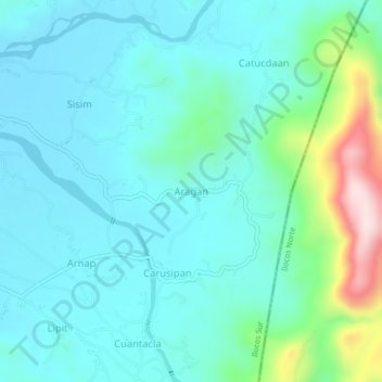 Topografisk karta Aragan, höjd, relief