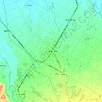Topografisk karta Surallah, höjd, relief