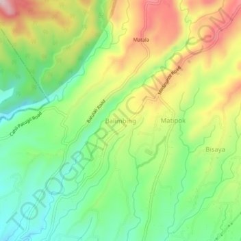 Topografisk karta Balimbing, höjd, relief