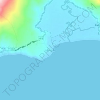 Topografisk karta Maujao, höjd, relief
