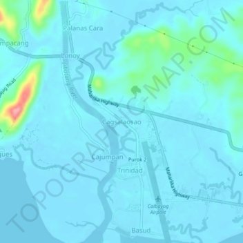 Topografisk karta Cagsalaosao, höjd, relief