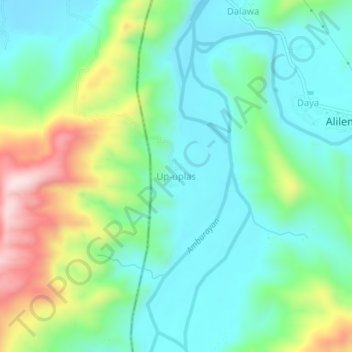 Topografisk karta Up-uplas, höjd, relief