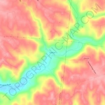 Topografisk karta Cedron, höjd, relief