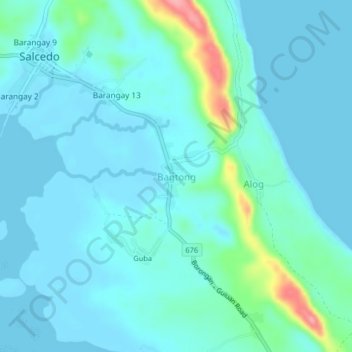 Topografisk karta Bagtong, höjd, relief