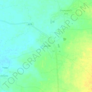 Topografisk karta Ban Bo Rang, höjd, relief