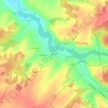 Topografisk karta Les Sorins, höjd, relief