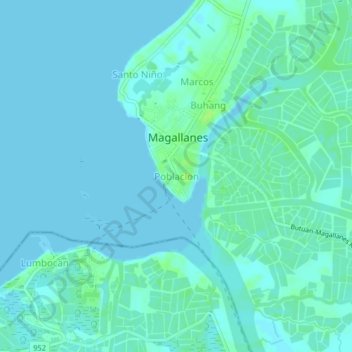 Topografisk karta Poblacion, höjd, relief