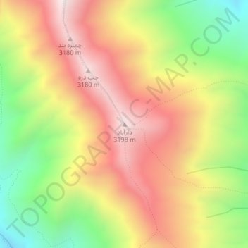 Topografisk karta Darabad, höjd, relief
