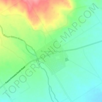 Topografisk karta Princess Urduja, höjd, relief