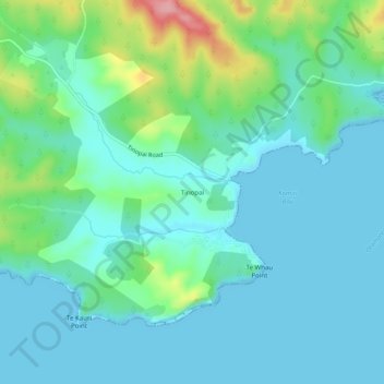 Topografisk karta Tinopai, höjd, relief