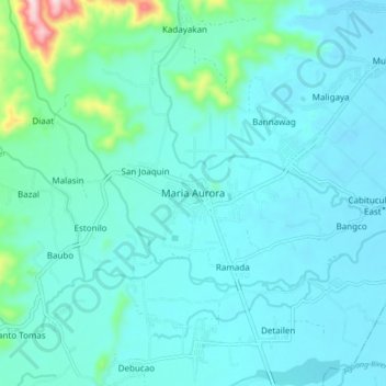 Topografisk karta Maria Aurora, höjd, relief