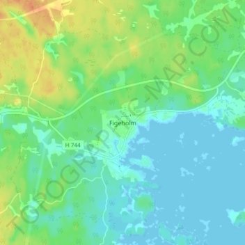 Topografisk karta Figeholm, höjd, relief