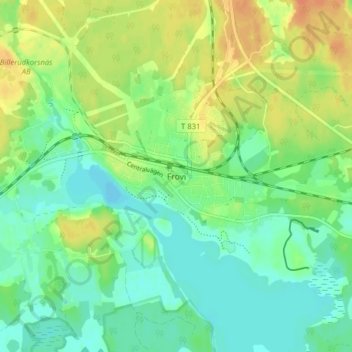 Topografisk karta Frövi, höjd, relief