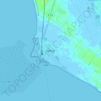 Topografisk karta Gedser, höjd, relief