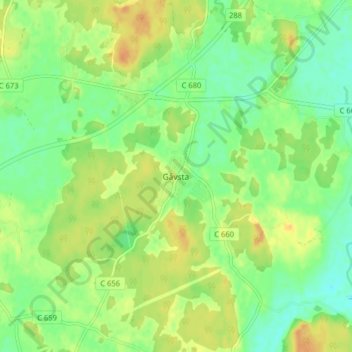 Topografisk karta Gåvsta, höjd, relief