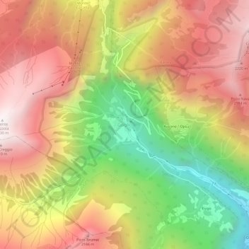 Topografisk karta Goglio, höjd, relief