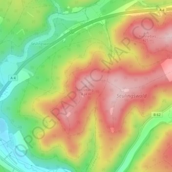 Topografisk karta Roteberg, höjd, relief