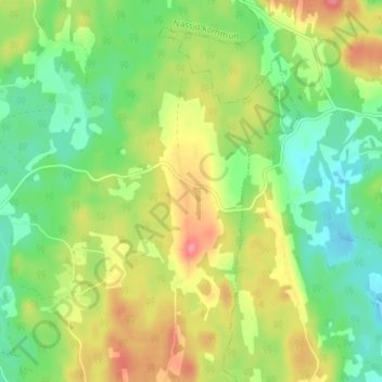 Topografisk karta Buggeryd, höjd, relief