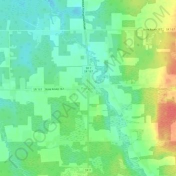 Topografisk karta Pierpont, höjd, relief