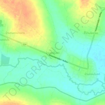 Topografisk karta Ban Kut Bot, höjd, relief