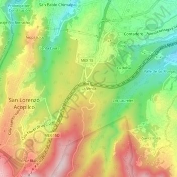 Topografisk karta La Venta, höjd, relief