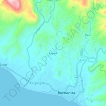 Topografisk karta Pag-asa, höjd, relief