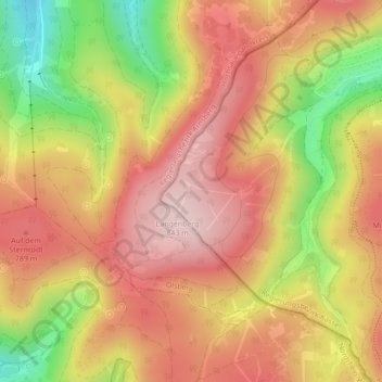 Topografisk karta Rothaargebirge, höjd, relief