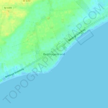 Topografisk karta Beddingestrand, höjd, relief