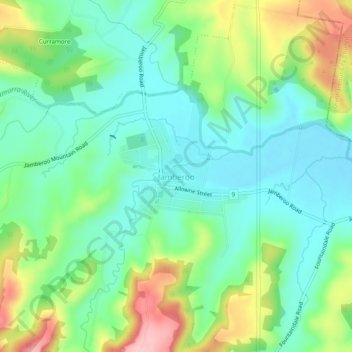 Topografisk karta Jamberoo, höjd, relief